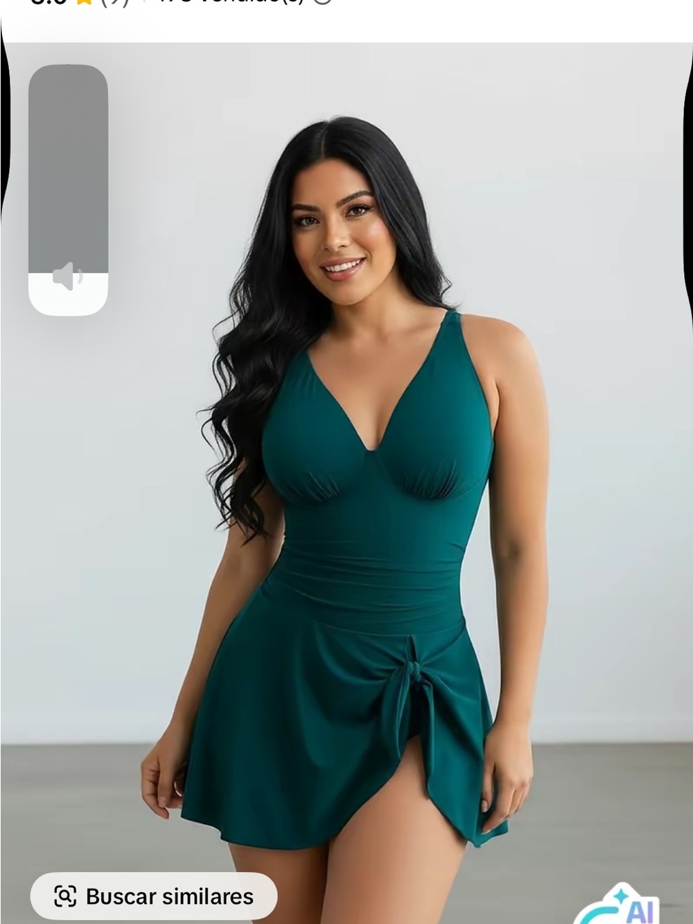 V-Neck Swimdress with Side Tie